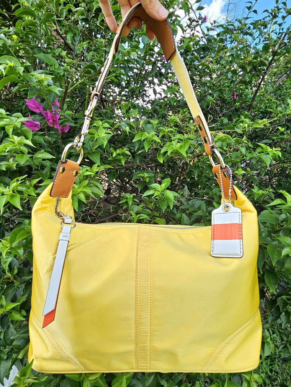 Coach Hamptons Weekend F11669 Yellow Sateen Hobo Shoulder Bag Y2K